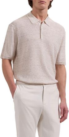 Bugatchi Linen Polo Sweater in Almond at Nordstrom, Size Xx-Large