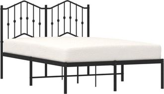vidaXL Vidaxl - Metal Bed Frame without Mattress with Headboard Black 120x200cm