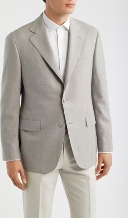 Samuelsohn Weightless Light Grey Flat Front Stretch Wool Suit Jacket at Nordstrom, Size 42S