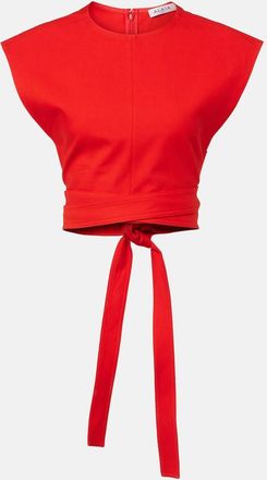 Alaia Ala&iuml;a Belted cotton gabardine crop top