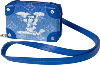 Louis Vuitton Blue Canvas Leather Coin Purse/Coin Case (Pre-Owned)