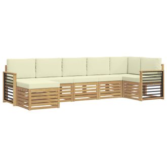 vidaXL Conjunto De Sof&aacute;s De Exterior 7 Pcs Blanco Y Crema Vidaxl