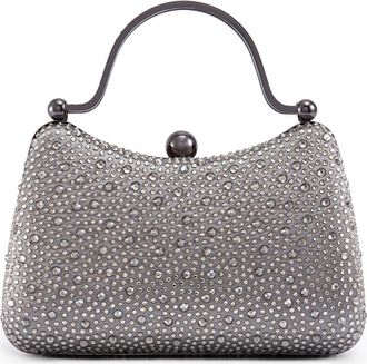 Lady Couture Double Metal Handles Dazzling Evening Handbag in Pewter at Nordstrom, Size Small