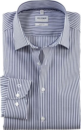 Olymp Level Five Mens Long-Sleeved Shirt, Roman Stripes, Level 5.21 New York Kent-2, Marine 18, 17