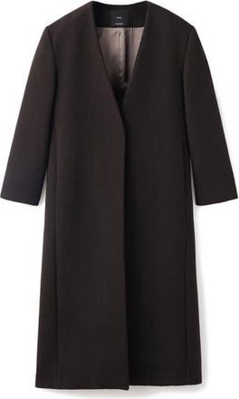 Mango Selection Collarless Wool Blend Coat in Chocolate at Nordstrom Rack, Size Large