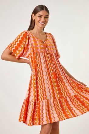 Roman Abstract Smocked Dress