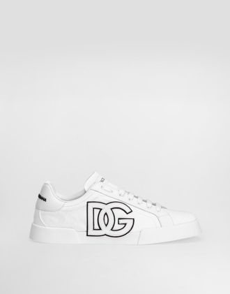 Dolce & Gabbana Portofino Light Strobel Sneakers In Canvas And Calfskin - Man Sneakers Multicolor 41.5