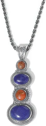 Tiramisu Silver Plated 14.10 Ct. Tw. Gemstone Statement Necklace