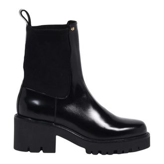 Baldinini Gekreukelde Leren Enkellaarzen - Dames - Schoenen - Zwart - Maat: 39 EU Leer