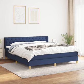 vidaXL Vidaxl - Cama Box Spring Con Colch&oacute;n Tela Azul 160x200 Cm