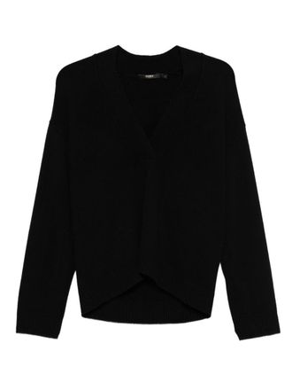 Seventy V-Neck Sweater In Black Cashmere And Wool