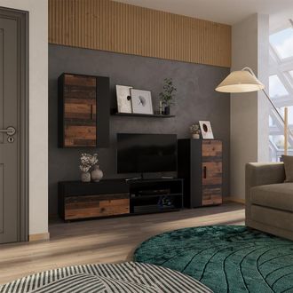 Vicco Mueble De Pared Berno, Marr&oacute;n/antracita, Juego De 4 Piezas