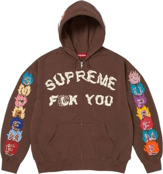 SUPREME FW26 F**k You Zip Up Hooded Sweatshirt Brown FW26SW43-BRN