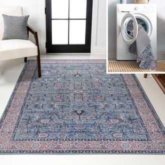 Jonathan Y Designs Kemer All-Over Persian Machine-Washable Area Rug in Blue/red/brown at Nordstrom, Size 3Ft 0In X 5Ft 0In