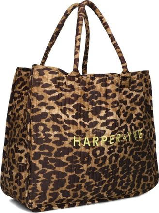 Harper & Yve Tassen, Dames, Bruin, ONE Size, Katoen, Lexie-bag Shopper met Panther Print