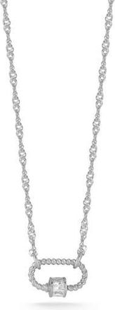 Sphera Milano Oval Lock Cubic Zirconia Pendant Necklace in Silver at Nordstrom Rack