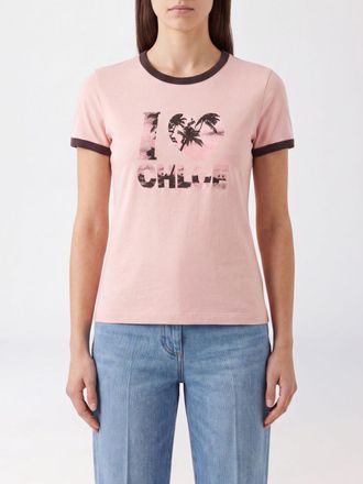 Chlo&eacute; T-shirt slim fit in cotone con stampa floreale e logo a contrasto