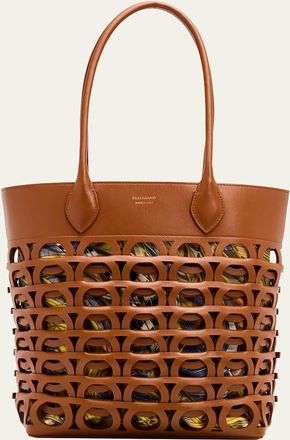 Ferragamo Medium Gancini Leather Outline Tote Bag