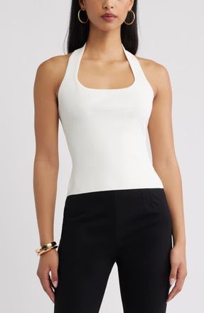 Open Edit Sweater Halter Top in Ivory at Nordstrom, Size Xx-Small