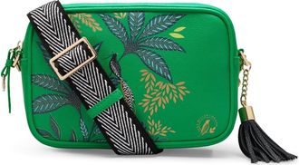 Sara Miller Womens Crossbody Bag, Camera Travel Purse with Zipper Closure, Botanic Green