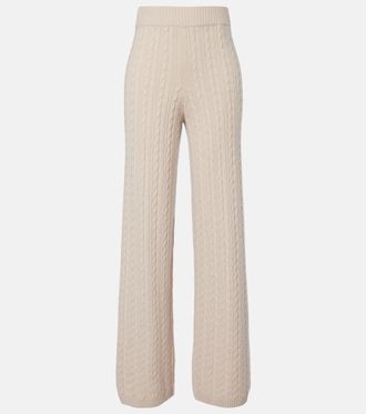 Agnona Cable-knit cashmere wide-leg pants