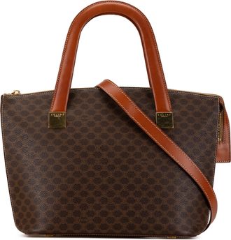 Celine Brown Macadam Coated Canvas Tote Bag