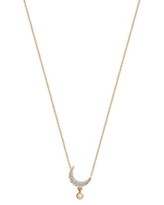 Gabi Rielle 14K Over Silver Cz Mini Moon Necklace