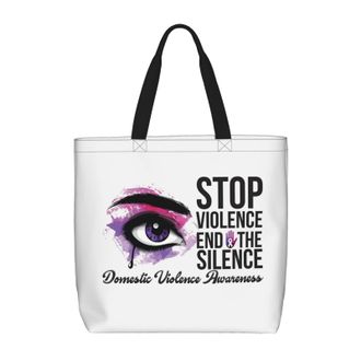 Generic Women Handbag End & Stop Domestic Violence Ladies Shopping Shoulder Bag Retro Girls Shopping Bags, For Christmas, Swim, Holiday, Birthday, Graduation