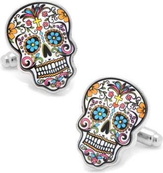 Cufflinks Inc. Day of the Dead Cuff Links in Silver/Black/Pink at Nordstrom