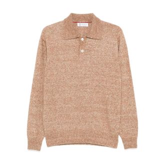 Brunello Cucinelli M&eacute;lange-effect Polo Sweater
