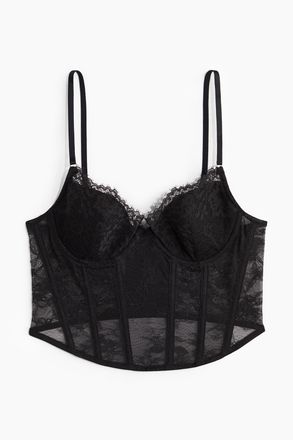 H&M Bustier aus Spitze mit gepolsterten Cups - Schwarz