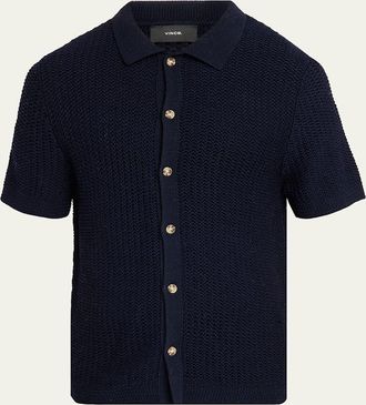 Vince Mens Crochet Button-Down Shirt