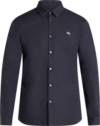 Lacoste logo-appliqué cotton shirt - men - Organic Cotton - 41 - Blue