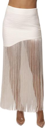 JLUXLABEL Gala Nights Fringe Skirt in Ivory at Nordstrom, Size Medium