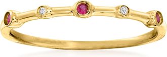 RS Pure Ross-Simons Ruby- and Diamond-Accented Ring in 14kt Yellow Gold