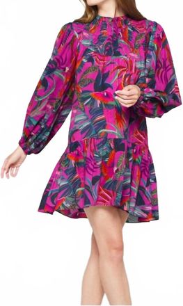 Farm Rio Rainbow Macaw Mini Dress In Multi