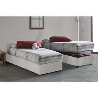 Talamo Italia Letto singolo Angelina, Letto contenitore con rivestimento in ecopelle, 100% Made in Italy, Apertura frontale, adatto per materasso Cm 90x190, Bianco