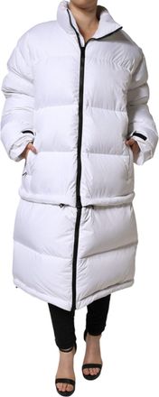 Dolce & Gabbana Womens White Puffer Quilted Full Zip Coat Jacket Nylon Clothing