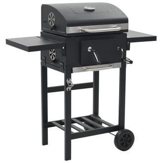 Berkfield Home Charcoal-Fueled BBQ Grill with Bottom Shelf Black