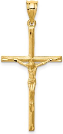 Diamond2Deal 14k Yellow Gold Brushed Diamond-cut Crucifix Cross Pendant