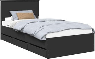 vidaXL Estructura De Cama Negro 100 X 200 Cm Madera Ingenieril Vidaxl