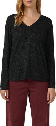 s.Oliver Langarmshirt S.OLIVER, Damen, Gr. 34, schwarz, Web, Obermaterial: 54% Viskose, 45% Polyester, 1% metallisierte Fasern, meliert, regular fit normal, V-