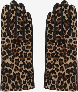 Agnelle Handschuhe aus Lamm- und Kalbsleder mit Leopardenprint Susan