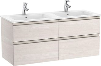 Roca Roca - Pack Unik Mueble De 4 Cajones + Lavabo Doble The Gap Color: Fresno N&oacute;rdico