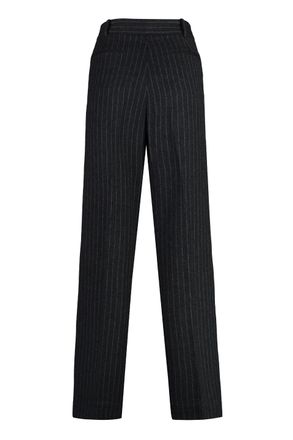 Michael Michael Kors Womens Pinstriped Wool Trousers Grey Straight