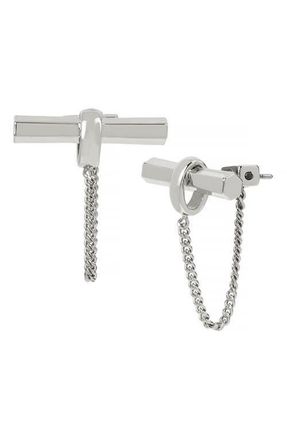 AllSaints Toggle & Chain Earrings in Rhodium at Nordstrom