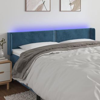 vidaXL Cabecero Con Led De Terciopelo Azul Oscuro 163x16x78/88 Cm Vidaxl