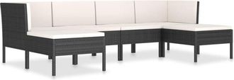 vidaXL Set De Muebles De Jard&iacute;n 6 Pzas Y Cojines Rat&aacute;n Sint&eacute;tico Negro Vidaxl