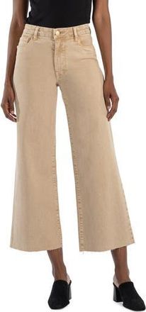 Kut from the Kloth Meg Fab Ab High Waist Raw Hem Ankle Wide Leg Jeans in Biscuit at Nordstrom Rack, Size 10P