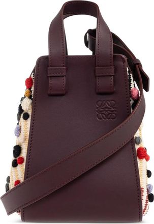 Loewe Hammock leren shopper met pompon - Rood